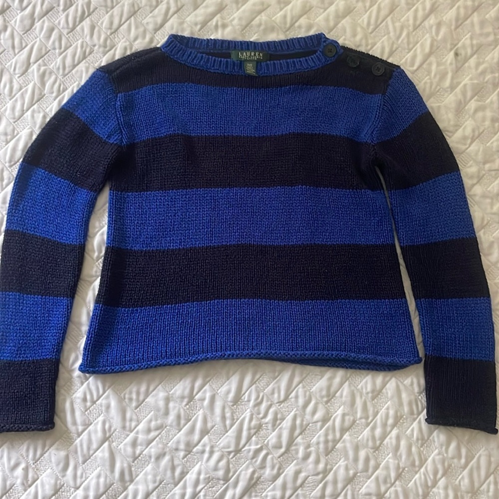 Women’s Blue Striped Ralph Lauren Sweater Size P S